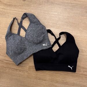 Puma Women's Dual Pack Gray and Black Sports Bras